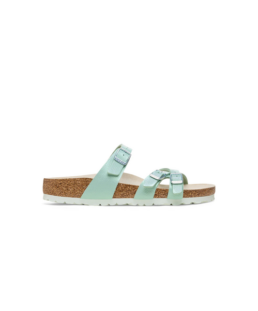 Birkenstock Franca Shiny Embossed Birko-Flor Surf Green Sandals